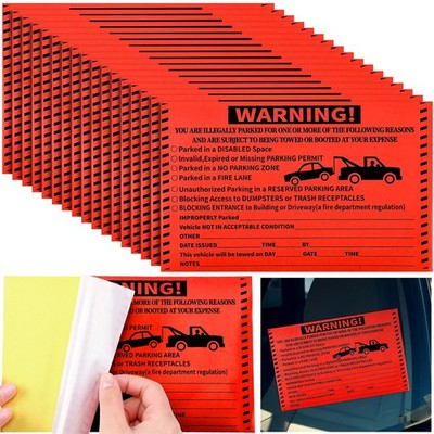 200 Pcs Parking Violation Stickers Tow Away No Parking Warning Stickers Hard ...