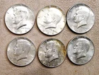 Lot of 6 – 1964-D Kennedy Half Dollar Coins – 90% Silver