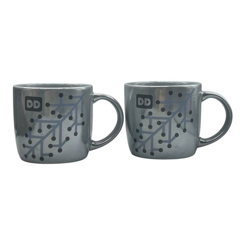 Set of 2 Dunkin Donuts Coffee Mug Christmas Snowflake Cup Gray - Winter 2014 - Picture 1 of 7