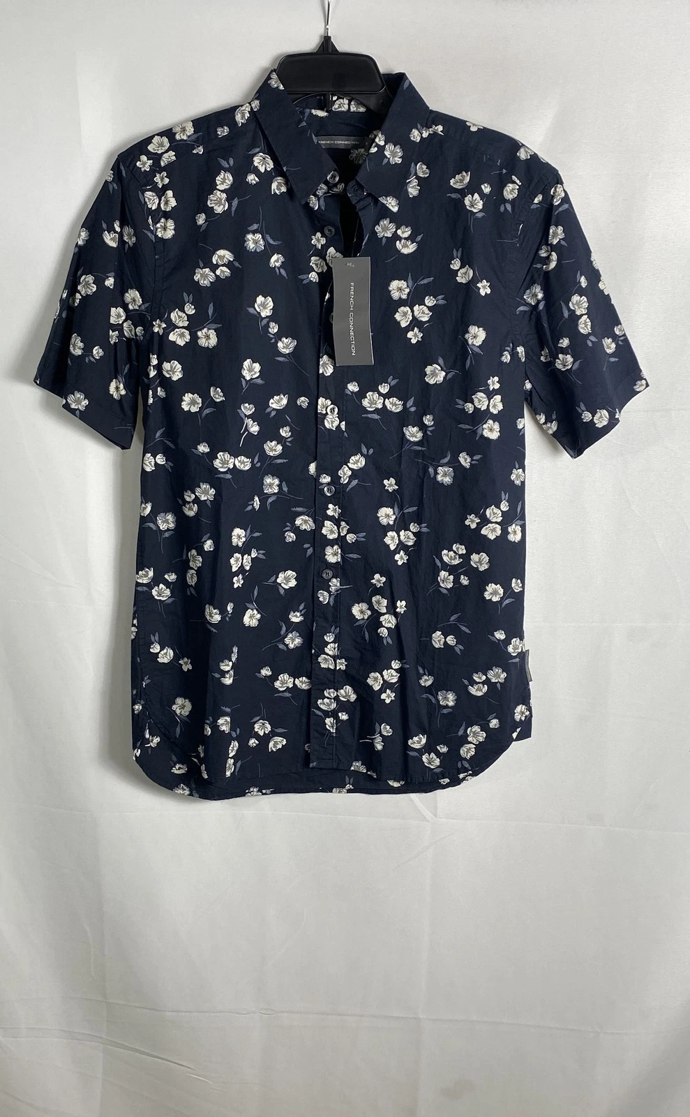 French Connection Men's Navy Floral Button Up Shirt Size S NWT