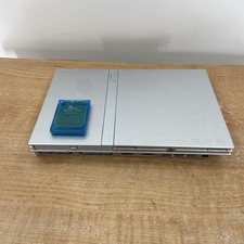 PlayStation 2 PS2 Slim Satin Silver Console Only NO CORDS Tested Memory Card