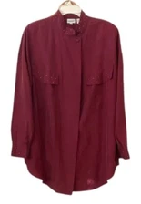 Apart Impressions Studded 100% Silk Button Shirt Blouse Plus SIze 1X Flowy