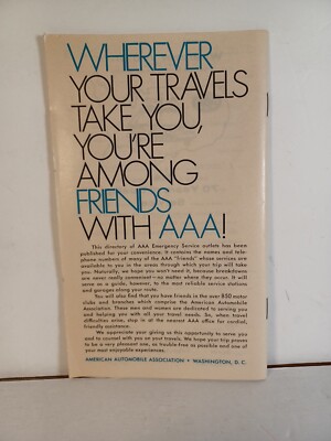 1973 AAA Emergency Service Vintage Directory Western Region