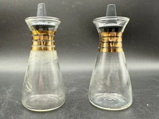 Vintage Pyrex Cruet Shaker Set Beaker Style 4” Decorative Glass Vials E1
