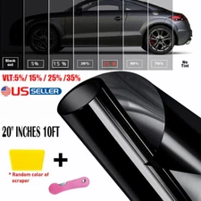 20" x10ft Uncut Window Tint VLT Film Heat Reduce Block Shade Blackout Home Car