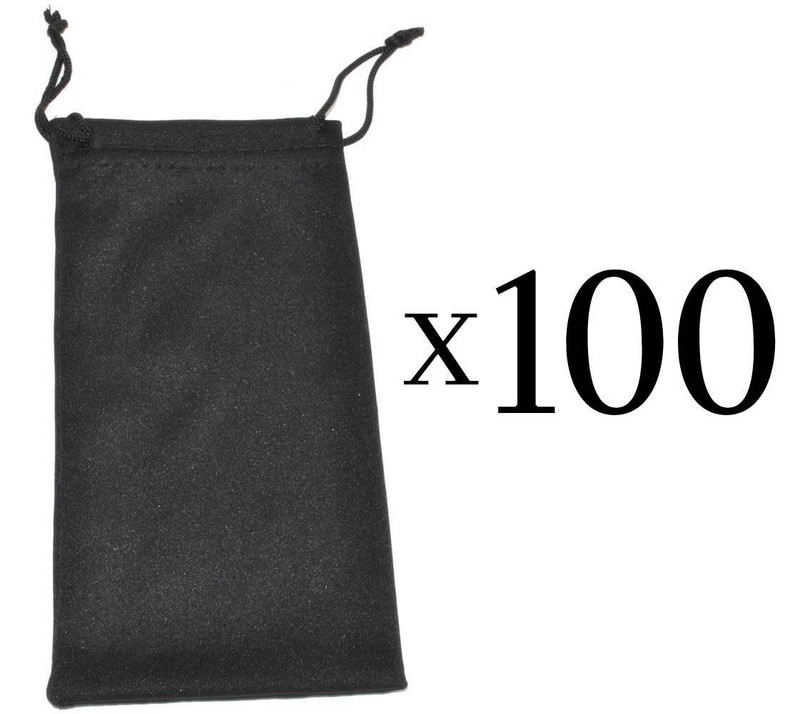BULK OF 100 PCS SUNGLASSES EYEGLASSES BLACK POLYESTER POUCH SOFT CASE BAG