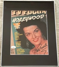 Jane Russell autographed signed 1988 TV Focus magazine cover matted & framed JSA