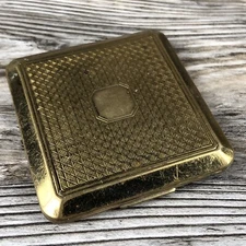 Vintage Richard Hudnut Detailed Gold Makeup Powder Compact Beauty Vanity