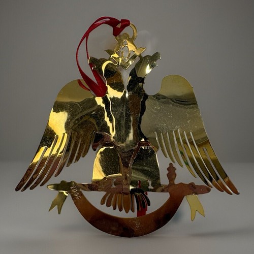 Christmas Ornament Scottish Rite 32 Cut Out Gold Colored Metal Masonic Freemason - Picture 2 of 3