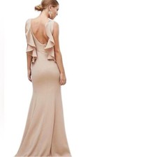 Yaura Taupe Backless RuffleMaxi Dress - Beige, New with Tags