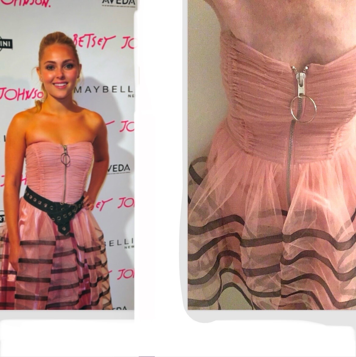 Betsey Johnson Vintage 4 Pink Tulle Organza Front Zip Mini