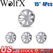 Silver Hub Caps 15" Set of 4, Durable Car Replacement Exterior Accessories