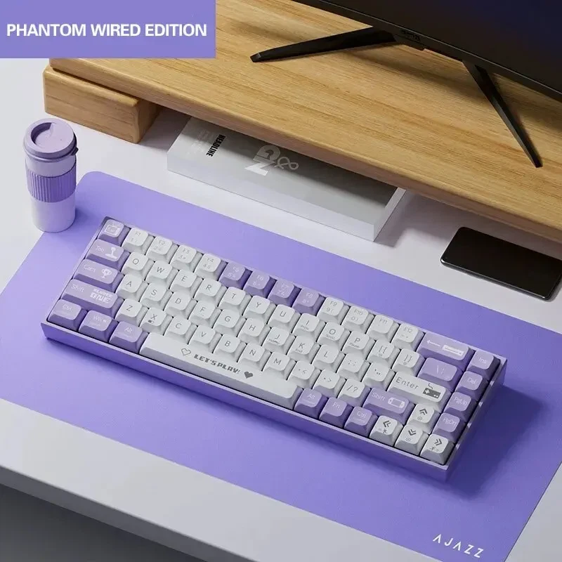 AK680 Wired Mechanical Gaming Keyboard Compact 68 Keys Laptop Tea Red Shaft
