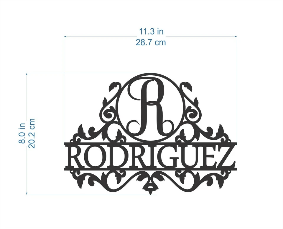 Personalized Last Name Metal Sign Outdoor Use Monogram Initial Housewarming Gift - Image 3 of 4