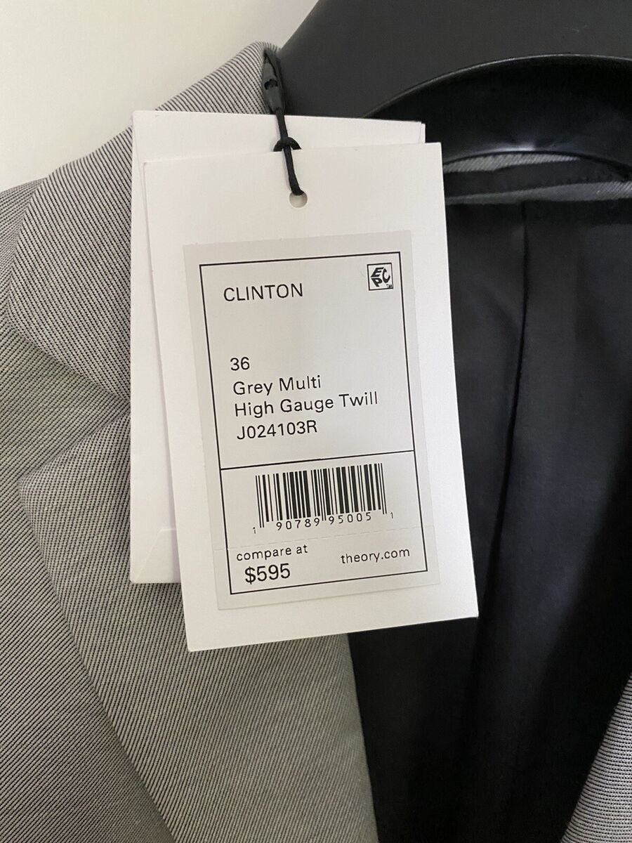 Theory Clinton High Gauge Twill Jacket Grey Multi 36 Theory Clinton High Gauge Twill Jacket Grey Multi 36