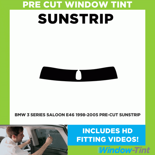 Pre Cut Tinted Sunstrip - For BMW 3 Series Saloon E46 1998-05 - 5% Limo Internal - Picture 1 of 4