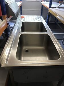 Details About Stainless Steel Commercial Catering Kitchen Sink 1900mm Double Bowl High Quality