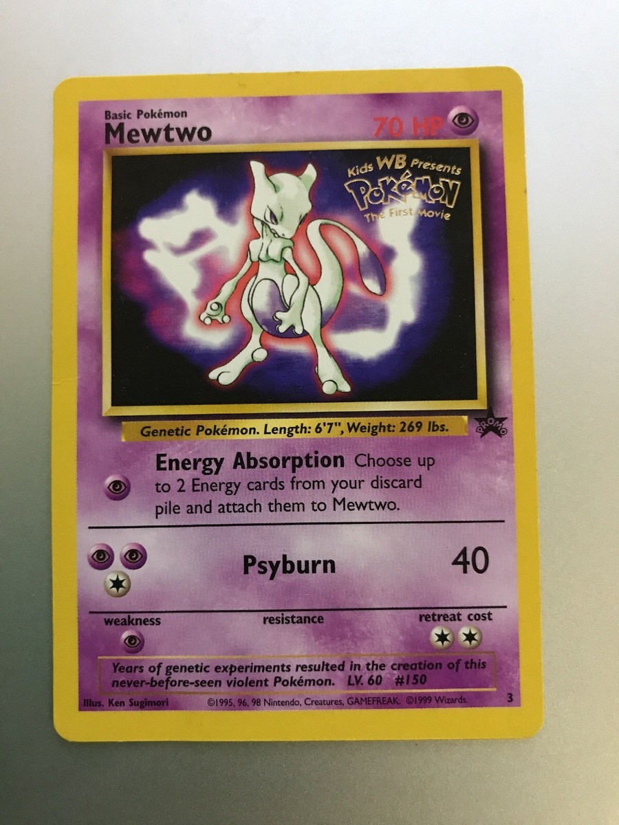 Mewtwo Pokemon Promo The First Movie Card #3 Kids WB Stamp