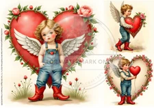 Cupid Cowgirl #2 | A4 Rice Paper | Paper for Decoupage | Decoupage Central