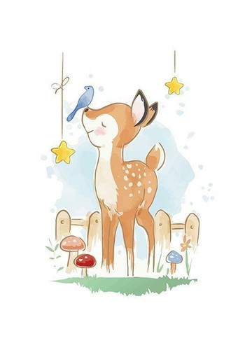  Stampa con cornice Cervo Nursery ANIMALI POSTER STAMPE bambini Arredo Cameretta - Picture 1 of 24