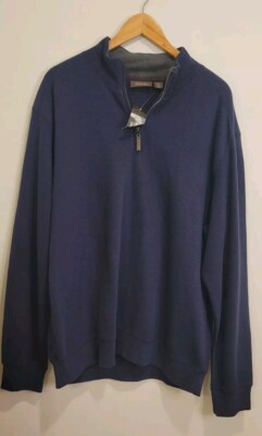 Tasso Elba Mens Pullover Sweater 1/4 Zip Men's Extra Large Dull Blue NWT