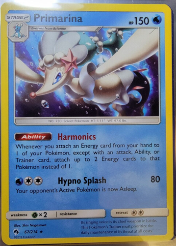 Primarina # 67/214 Lost Thunder Set Pokemon Trading Cards Rares NM/MINT
