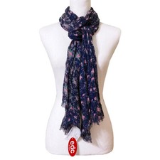 Esprit Crinkle Scarf Navy Blue Pink Flowers S...