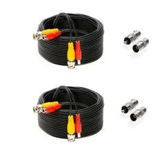 2 x 100FT Video Power Cable BNC DC Security Camera RCA DVR Cord for CCTV