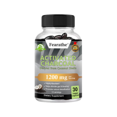 Activated Charcoal Vegan Capsules 1200mg Highly Absorbent, Bloating Relief