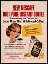1953 NESCAFE Instant Coffee AD Housewife Mid-Century Retro Kitchen Wall Art