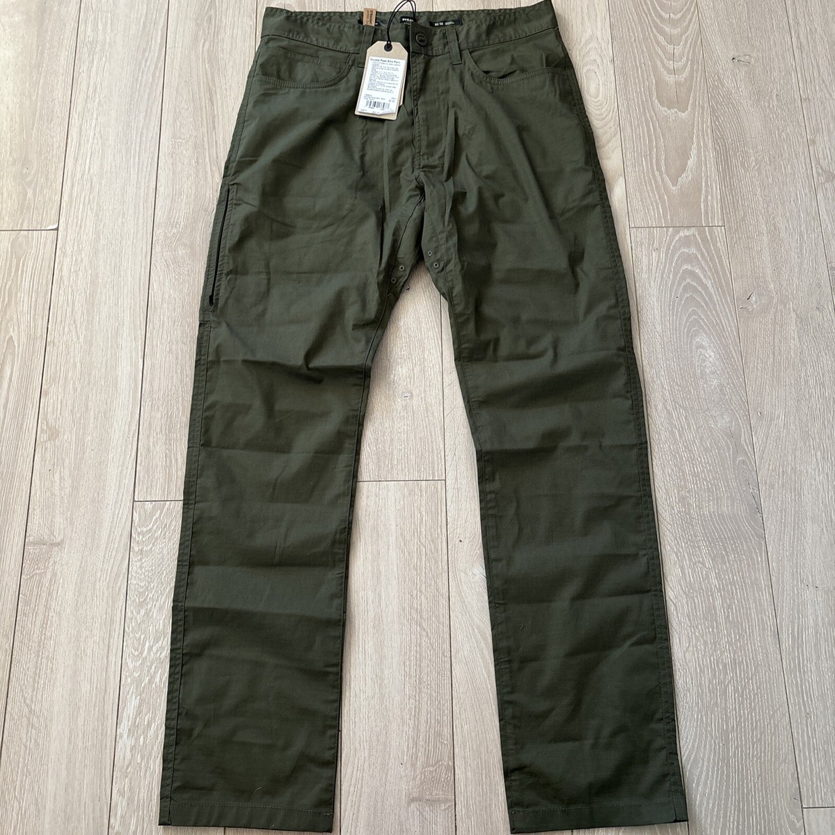 PRANA Double Peak Slim Pants Men's Size 32x32 Cargo Green Ripstop