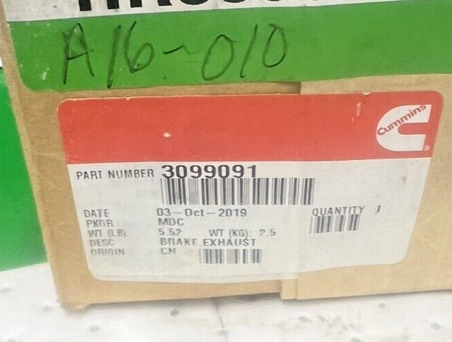 GENUINE OEM CUMMINS 3099091 EXHAUST BRAKE BY JACOBS 024666 MODEL ISB/F