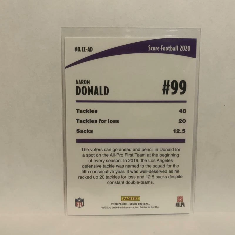 IZ-AD Aaron Donald In the Zone Los Angeles Rams 2020 Score Football Card LQ - Image 2 of 2