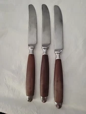 Hampton Silversmiths Stainless Flatware HSV63 Pat. Set of 3 Dinner Knives 9 1/4"