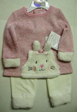 Quiltex Pant Set, 3-6 Months, 2 Pieces, Pink & White, Polyester, Brand New