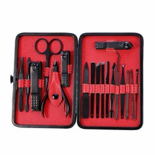 18pcs/Set Manicure Nails Pedicure Pro Nail Grooming Cutting Travel Tools Case NY