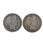 1910 P/S Barber Half Dollar 50c 90% Silver Lot of 2 Coin Year Set