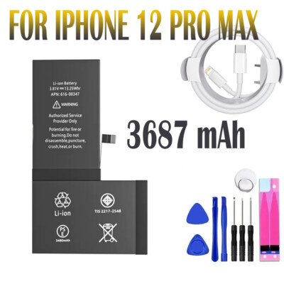 Replacement Internal Battery For iPhone 12 Pro Max Super Capacity Tools + Cable