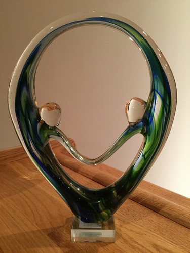 Diamond Star Corp Murano Style Hand Blown Art Glass Two People Green Blue NWOB - 第 1/11 張圖片
