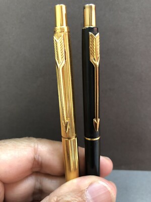 Vintage 2 Stifte Parker 180 Kugelschreiber Gold Finish - Gut Und Schwarz R4