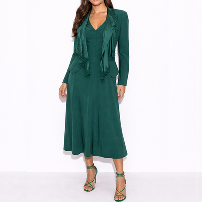 slim fit dress slacks Jett Halter Bias Dress in Green main image 0