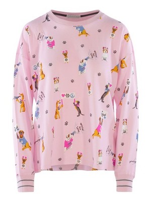 Pj Salvage Damen Love Langarm Pyjamaoberteil Woof For Schlafshirt Schlafhemd