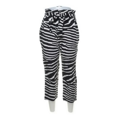 H&M, Hose, Größe: 40, Schwarz/Mehrfarbig, Leinen/Viskose/Polyester, Zebra #UR2