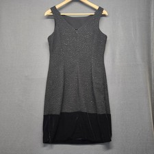 Jessica Howard Dress Womens 10P Black Metallic Sheath Sleeveless Evening Velvet