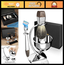 4-in-1 Men's Shaving Kit - Badger Brush, Safety Razor, Stand Soap Bowl, Gift B