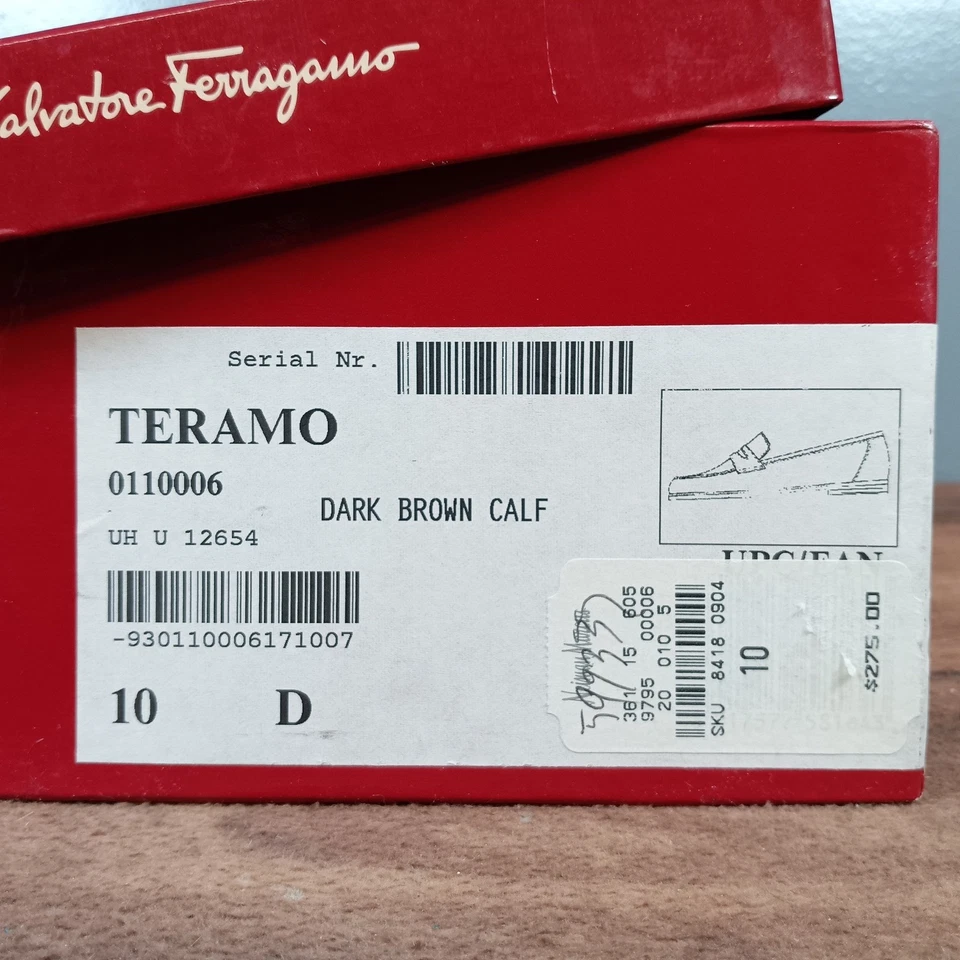 Salvatore Ferragamo Teramo Dark Brown Calf Leather Loafer Shoes Mens Size 10D - Image 3 of 4