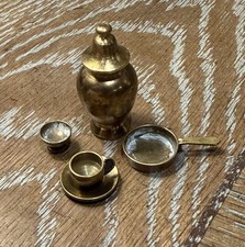 Vintage Assorted 5 Piece Brass Miniature Dollhouse/trinket shelf decor dishes