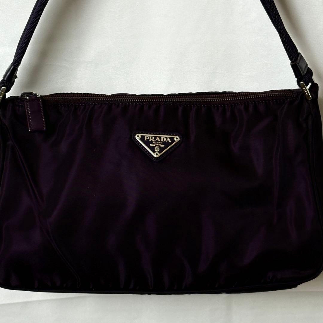 PRADA Nylon Shoulder Bag Triangle Logo Purple Made in Italy Authentic thumbnail 2