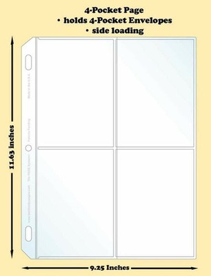 Best Hobby Pages 4-Pocket Traditional Polypropylene Page Pack of 25