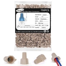 750PCS Tan Wire Nuts Connectors P11 Twist Wire Caps Electrical Wire Connectors,